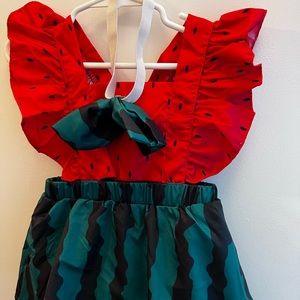9-12mo Watermelon One-piece with headband!